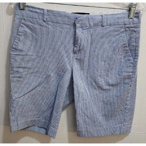 Banana Republic Women's 10" Tailored Shorts Seersucker Blue White Size 2